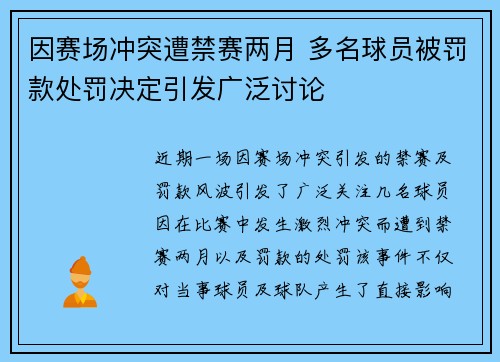因赛场冲突遭禁赛两月 多名球员被罚款处罚决定引发广泛讨论