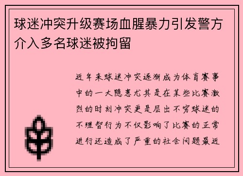 球迷冲突升级赛场血腥暴力引发警方介入多名球迷被拘留